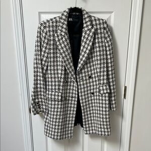 Zara Monochrome Checkered Blazer